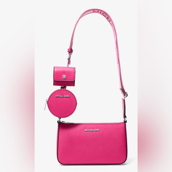 LOW START 🚨 NWT MK Saffiano Leather Crossbody With AirPods Pro Case & Coin - Picture 3 of 6